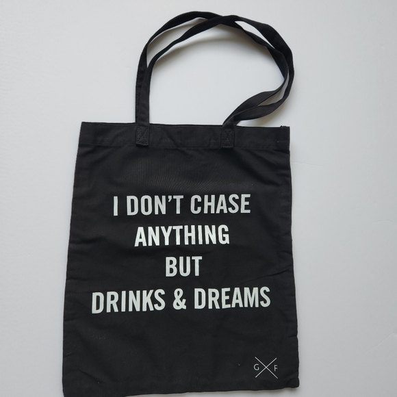 Gentle Fawn Handbags - Gentle Fawn Black White Tote Bag Drinks And Dreams Graphic Book Bag Academia